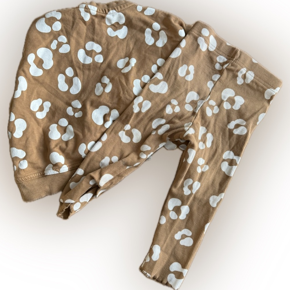 George Kids Matching Set in Tan and White